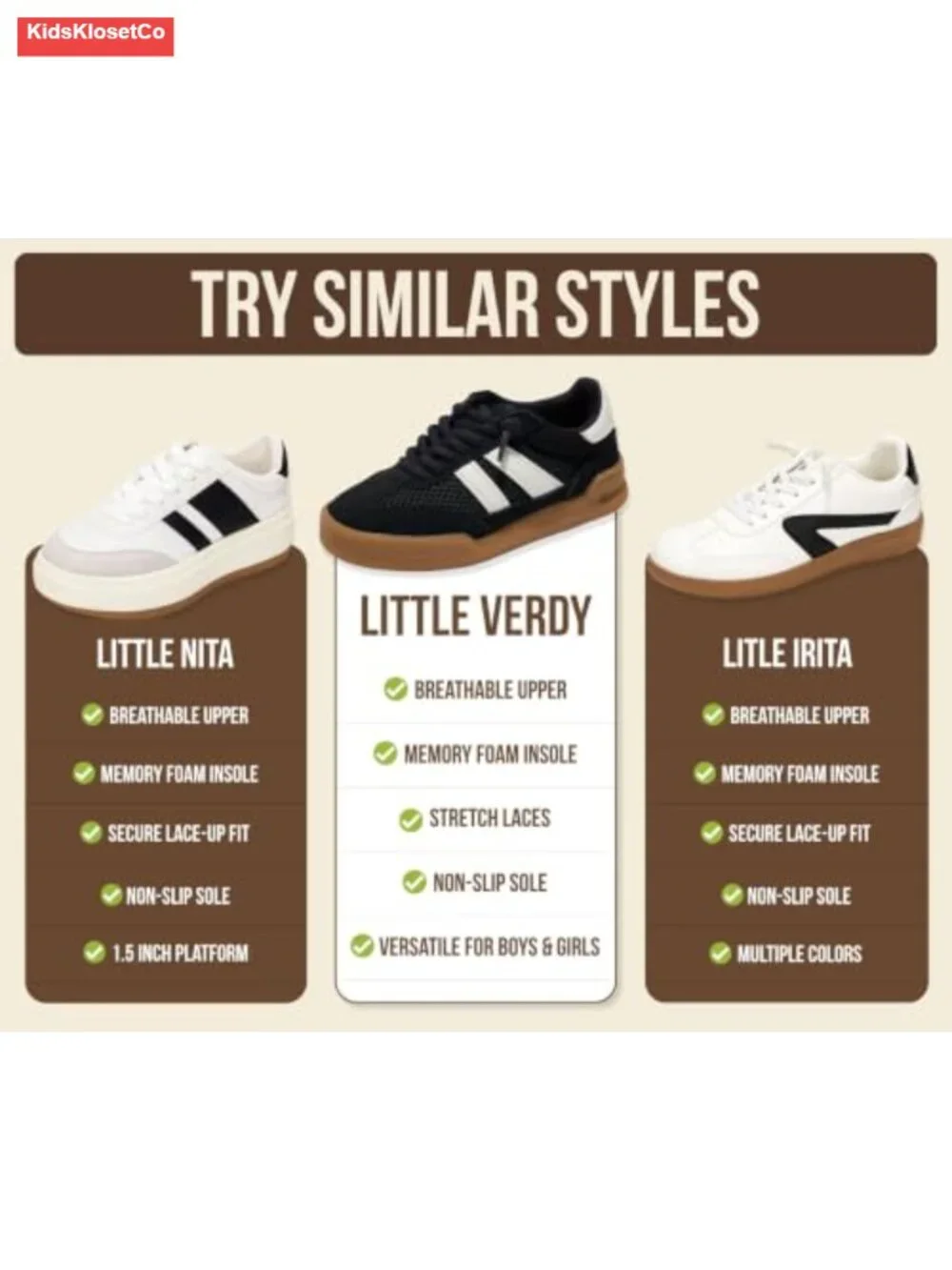 Leather Kids Sneakers for Boys & Girls, Breathable Non-Slip Memory Foam